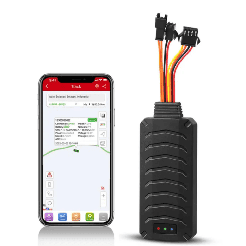 Gps tracker device with mobile app for vehicle tracking, electric car GPS locator, and remote monitoring system for cars and fleets.