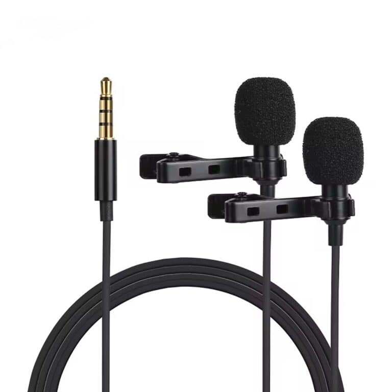 Wireless Lavalier Microphone System with Dual Mics for Smartphones and Cameras, Ideal for Video Recording, Interviews, and Live Streaming.