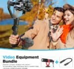Professional video equipment bundle with compact shotgun microphone and USB audio adapter for vlogging, interviews, family trips, outdoor events, and tutorials. Perfect for content creators.