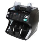 High-speed banknote counter with digital display and counting options for cash handling and currency sorting.