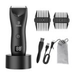 Professional hair clipper with adjustable blades, rechargeable battery, cleaning brush, oil, and storage pouch for grooming needs. Perfect for barber styling and home haircuts.