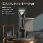 High-quality body hair trimmer with LCD display, extra-safe blade, and cordless design. Perfect for grooming at home, with no cuts or skin irritation. Ideal for men's personal care needs.