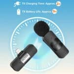 Wireless microphone with fast charging and long battery life, ideal for content creators and performers, available at Hot Deals LB.