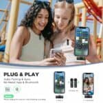 Wireless Bluetooth microphone for smartphones, easy plug and play with auto-pairing, perfect for recording videos, karaoke, and social media content on the go. Reusable, no app needed.