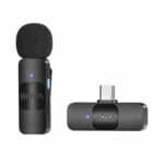 Wireless microphone and USB receiver for professional audio recording and live performances, compact and portable.