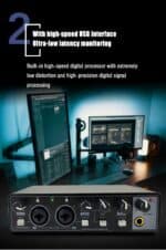 Built-in high-speed digital audio interface with low latency monitoring, perfect for professional music production and streaming.