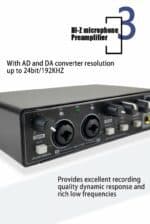 Professional Hi-Z microphone preamplifier with AD/DA converter, 24bit/192KHz, ideal for recording studios and audio enthusiasts, offers high-quality sound with rich low frequencies.