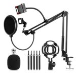 Professional recording studio microphone boom arm with shock mount, pop filter, and accessories for high-quality podcasting, streaming, and vocal recording at Hot Deals LB.