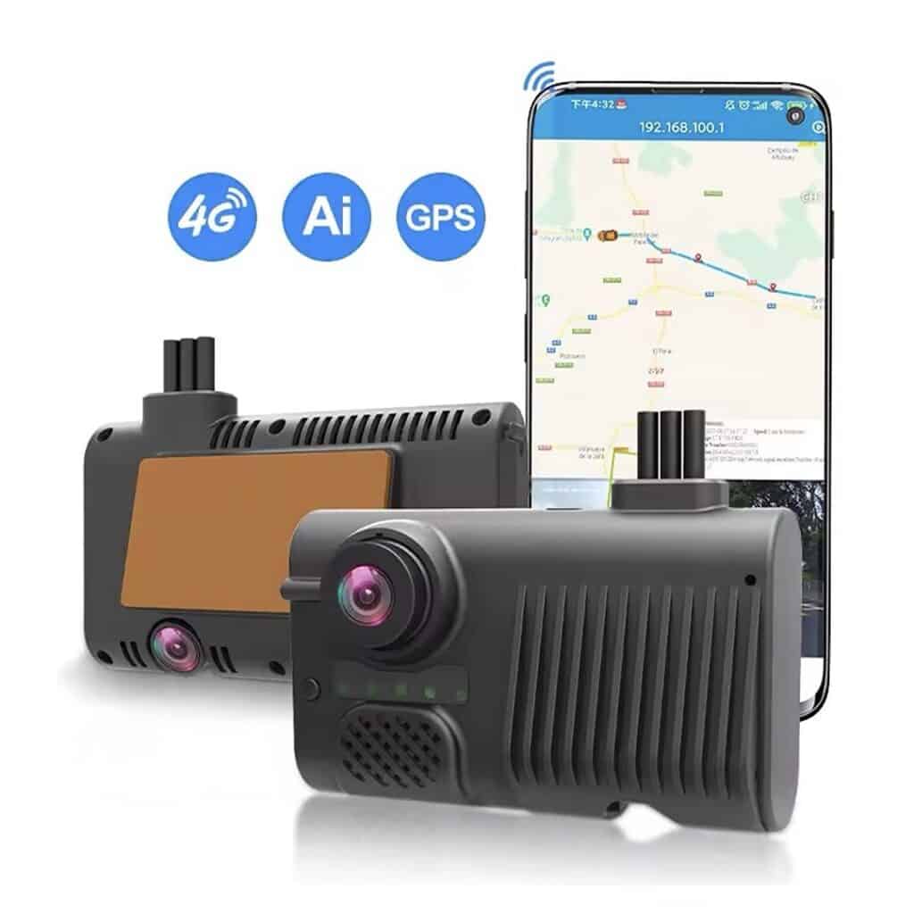 Ultra-wide angle dash cam with 4K resolution, GPS, AI driver assistance, and 4G connectivity for real-time tracking and security. Perfect for vehicle safety and monitoring on the go.