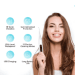 HF Sonic Vibration teeth cleaner for optimal oral hygiene and gum protection, with waterproof design, USB charging, long battery life, and multiple cleaning modes. Perfect for a radiant smile.