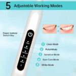 Electrolyzed water teeth cleaner with adjustable modes for optimal oral care and whitening. Features include Clean, Polish, Sensitive, Gum Care, and White modes for personalized dental hygiene routines.