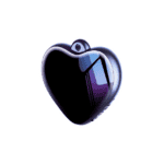 Heart-shaped portable speaker with Bluetooth connectivity, black glossy finish, compact and stylish design for music lovers.