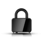 Secure black padlock with reflective surface symbolizing cybersecurity and secure online deals.