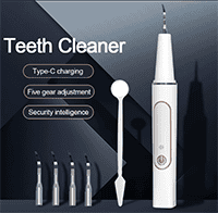 Teeth cleaner electric toothbrush with multiple heads, showcasing type-C charging, five gear adjustments, and security features for effective oral hygiene.