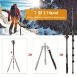 2. Lightweight 2 in 1 tripod suitable for hiking and photography, can be used as monopod or trekking pole for outdoor adventures.
