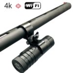 High-quality black telescopic sniper rifle with scope, perfect for shooting sports, hunting, and outdoor activities. Features 4K resolution image, Wi-Fi connection, and advanced targeting system.