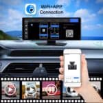 WiFi + App connection for car dashcam, real-time remote video monitoring, easy installation, compatible with smartphones and tablets. Essential tech accessory for vehicle security and surveillance.