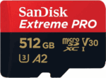 512GB SanDisk Extreme PRO microSD card for high-speed storage and data transfer.